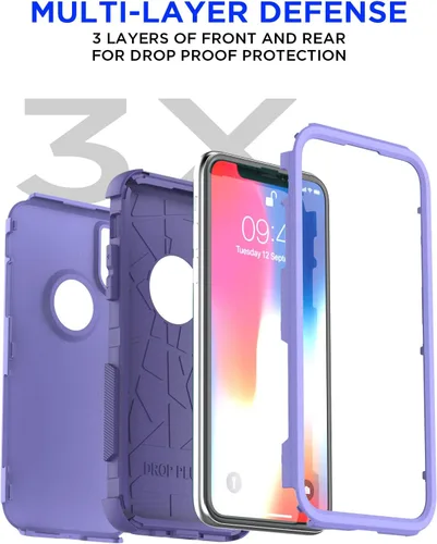 Vista 8 de AICase Funda resistente para iPhone X/XS, resistente de 3 capas de protección de grado militar, a prueba de golpes y caídas, para iPhone X/XS de 5.8