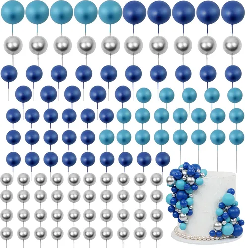 Vista 12 de 115 PCS Adornos para Pasteles de Pelota - Decoraciones de Pastel de Mini Globos Pelota de Espuma Palillos para Cupcakes Adornos Insertables DIY