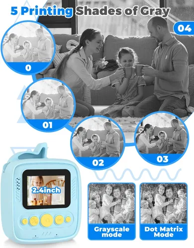 Vista 6 de Cámara de impresión instantánea para niños de 3 a 12 años, cámara para niños con tarjeta SD de 32 G y papel de 300 fotos, foto de 48 MP, video