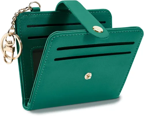 Vista 14 de Airkit Billeteras pequeñas para mujer, con bloqueo RFID, de cuero, con ventana de identificación, carteras para tarjetas para mujer, con monedero