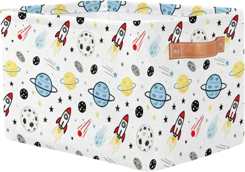 Vista 2 de Cesta de almacenamiento grande plegable para juguetes, organizador de lavandería para armario, estante de guardería, dormitorio de niños, 15 x 11 x