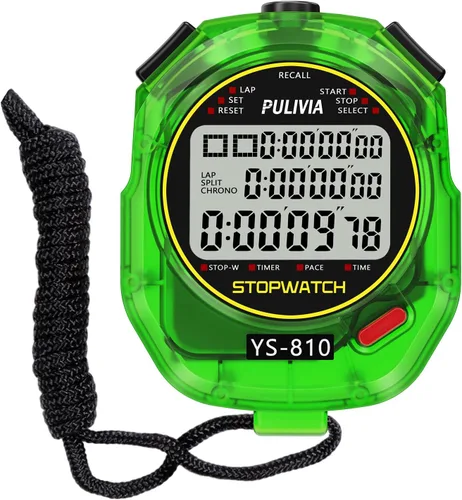 Vista 8 de Cronómetro Deportivo Temporizador con Memoria de 10 Vueltas Divididas Reloj Digital de Parada, Temporizador de Cuenta Regresiva Modo de Ritmo Reloj