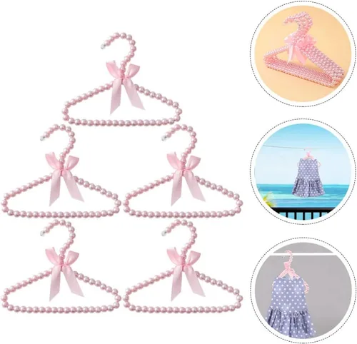 Vista 9 de Toddmomy Perchas para bebés, 5 piezas de perlas, perchas para ropa con cuentas, perchas para ropa de vestir y pantalones, perchas para armario