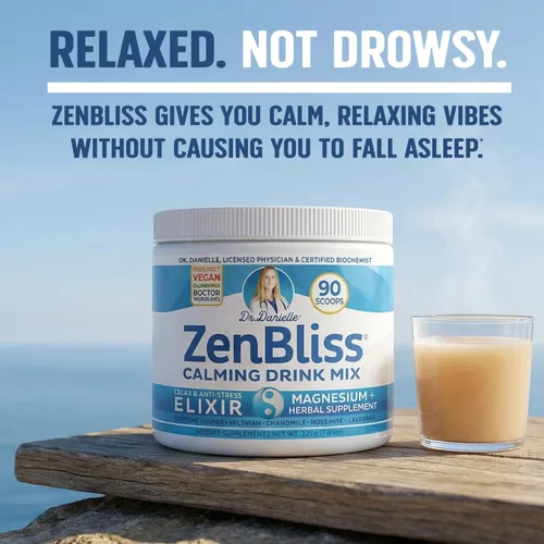 Vista 4 de Zenbliss - Mezcla de bebida calmante de magnesio para relajación y comodidad muscular, suplemento de magnesio en polvo para apoyo al estrés, por
