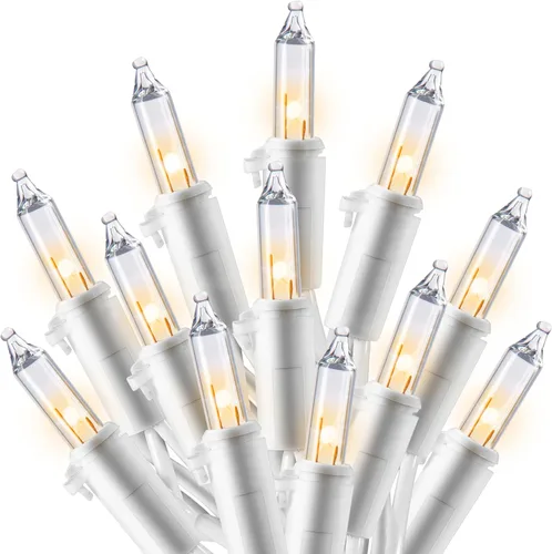 Vista 13 de Joiedomi Guirnalda de luces de Navidad para interiores, 200 (2 x 100) mini luces multicolor con cable blanco de 42.8 pies, decoración de iluminación