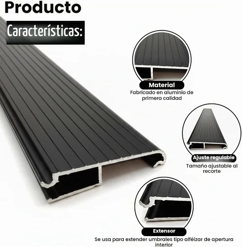 Vista 2 de KC Hardware - Extensión de umbral de aluminio, extensor de umbral de puerta de alta resistencia para umbral existente, transición suave de puerta