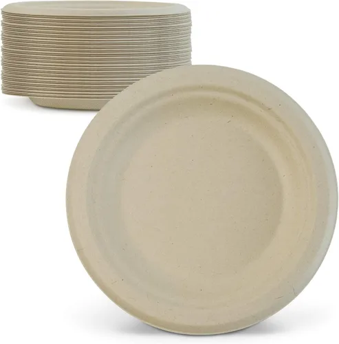Vista 8 de Green Earth, Platos compostables de 10 pulgadas, 125 unidades, fibras de bambú naturales, vajilla diaria – Biodegradable, desechable, forma ovalada