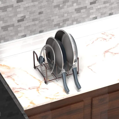 Vista 4 de Simple Houseware Organizador de artículos para el hogar de cocina, estante de despensa, bronce