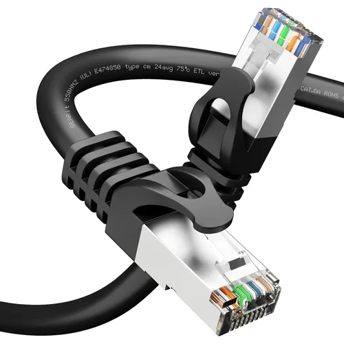 Vista 10 de GEARit Cable Ethernet Cat6A (1 pie, paquete de 5, negro) SSTP blindado sin enganches de 10 Gbps, cable Ethernet blindado SFTP, 26AWG 4 pares