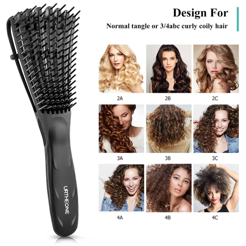 Vista 4 de Cepillo desenredante para el cabello, cepillo desenredante para adultos y niños, juego de peines para cabello rizado, ensortijado, afro y ondulado