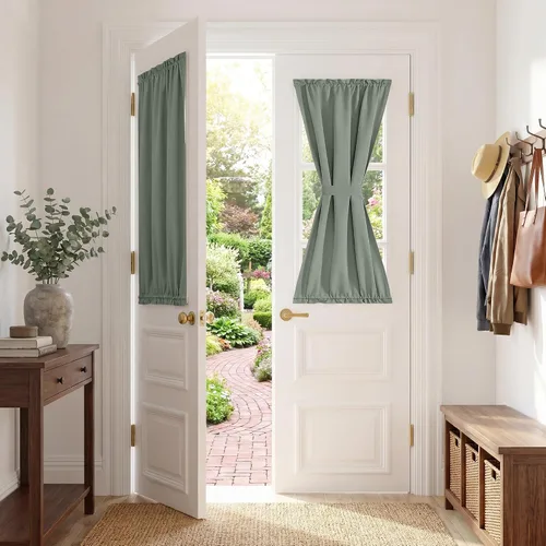 Vista 25 de PONY DANCE Persianas para puertas – Paneles opacos para tratamiento de ventanas, cortinas sólidas de alta resistencia con bolsillo para barra