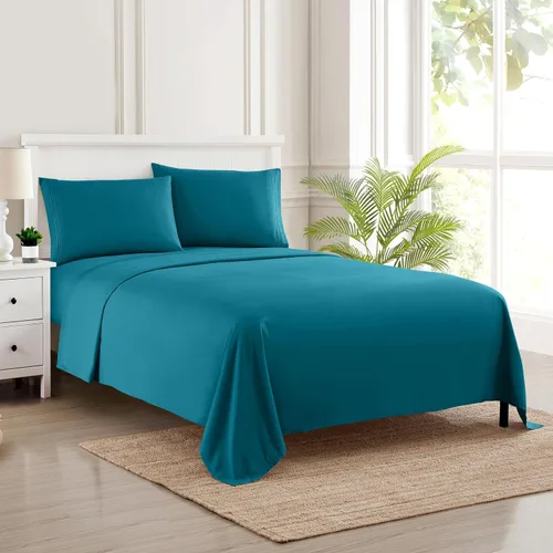 Vista 91 de Juego de sábanas extrasuaves de tamaño individual, ropa de cama transpirable y lujosa con correas elásticas integradas para las esquinas, colección