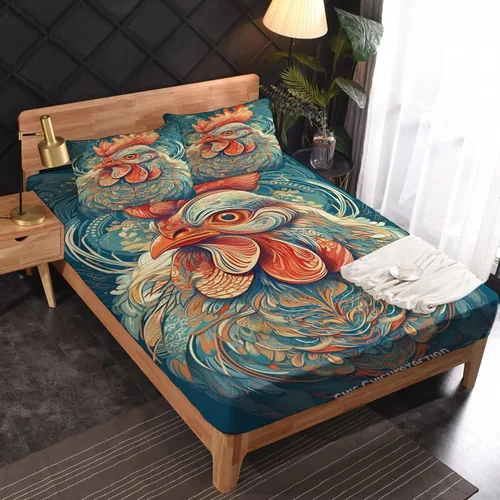 Vista 28 de Juego de sábanas de tamaño King, sábanas de conejo, sábanas de microfibra y fundas de almohada de 4 piezas, juego de sábanas con estampado colorido