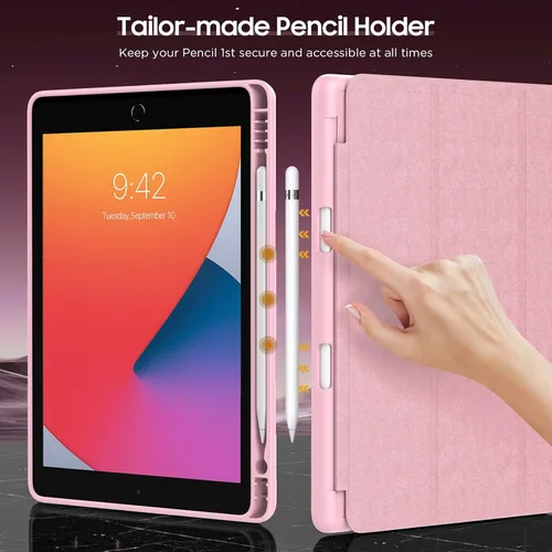 Vista 5 de Funda MoKo para iPad de 9ª Generación 2021 / iPad de 8ª Generación 2020 / iPad de 7ª Generación 2019 con Soporte para Lápiz, Funda para iPad 10.2