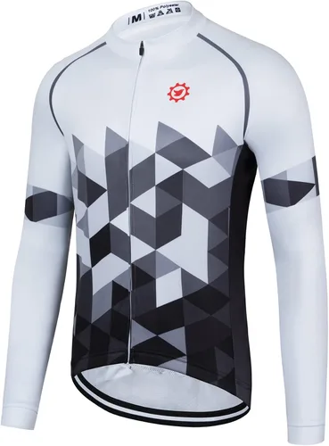 Vista 2 de GCRFL Camiseta de ciclismo de manga larga para hombre, con bolsillo de cremallera 3+1, transpirable, de secado rápido