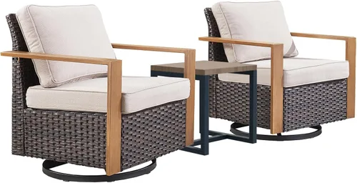 Vista 10 de Rilyson Sofá de mimbre para patio al aire libre, sofá de muebles de patio de ratán con marco resistente, mimbre de polietileno para todo