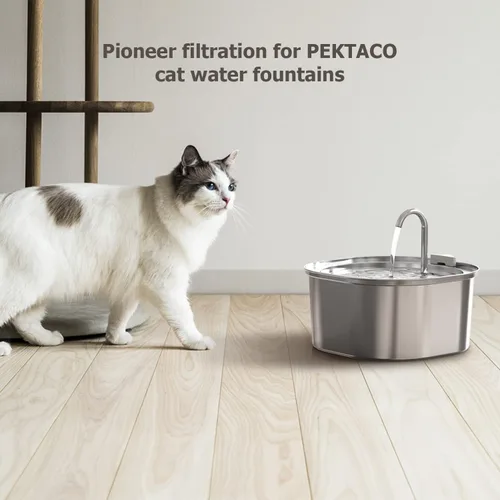 Vista 8 de PEKTACO Filtros de fuente de agua para gatos, esponjas de repuesto y prefiltro para fuente automática de mascotas de 3.2L/108 onzas, dispensador
