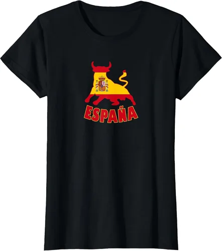 Vista 52 de Spain Espana with Bull and National Flag/Present T-Shirt Asphalt Grey