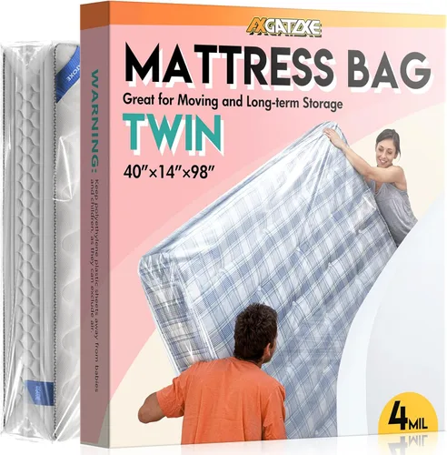 Vista 9 de 2 bolsas de colchón de plástico para almacenamiento en movimiento, funda de colchón impermeable, protector de colchón para suministros de mudanza