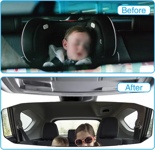 Vista 5 de Ajxn Espejo retrovisor panorámico antirreflejo de 12 pulgadas, gran angular universal para automóviles, SUV, camiones