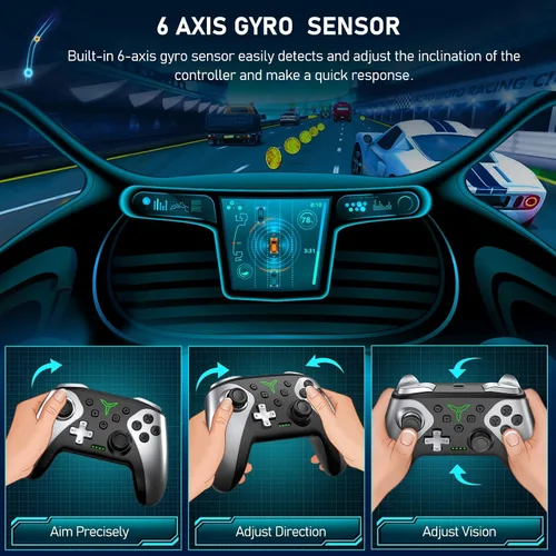 Vista 5 de Controladores de interruptor, controlador inalámbrico Switch Pro compatible con Nintendo SwitchLiteOLED, repuesto para controlador Nintendo Switch
