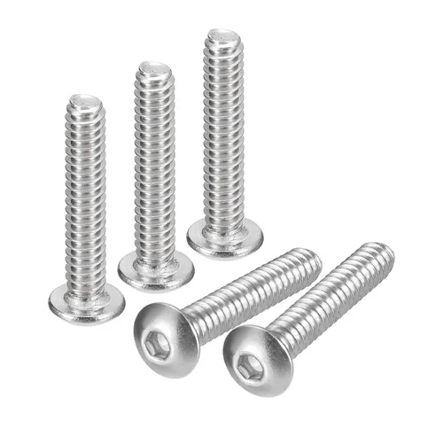 Vista 29 de uxcell #2-56x1 Tornillos con cabeza de botón y muesca hexagonal, 50 unidades de pernos hexagonales de acero inoxidable 304, tornillos allen de rosca