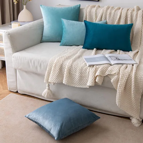Vista 4 de EMEMA - Paquete de 2 fundas de almohada de terciopelo decorativas, fundas de cojín cuadradas suaves y sólidas para sofá, dormitorio, silla, Verde