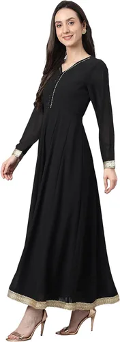 Vista 5 de Janasya Indian Georgette - Kurta sólido para mujer con Dupatta