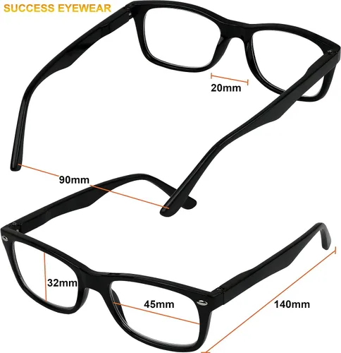 Vista 2 de Success Eyewear Reading Glasses Set of 4 Black Quality Readers Spring Hinge Glasses for Reading for Men and Women
