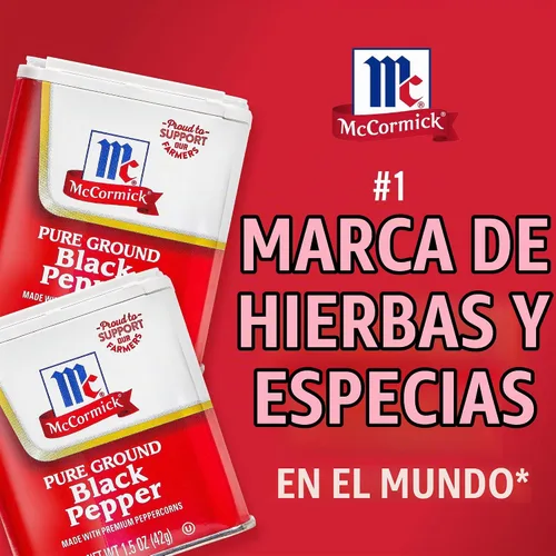 Vista 22 de McCormick Pimienta negra, molida pura, sin OMG, cosechada a mano, disfruta de un sabor distintivo a pimienta mientras cocinas y mesa, 1.5 onzas