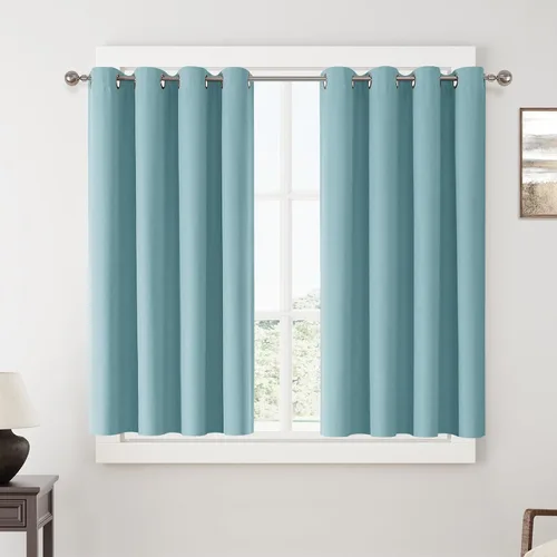 Vista 141 de ChrisDowa Cortinas 100% Opacas de Abedul Sólido de 45 Pulgadas de Largo, 2 Paneles para Dormitorio y Sala de Estar, Estilo Granja Oscurecedoras