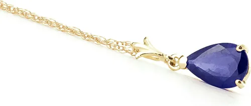 Vista 4 de Galaxy Gold GG Collar de oro macizo de 14 quilates con colgante de zafiro azul en forma de pera natural