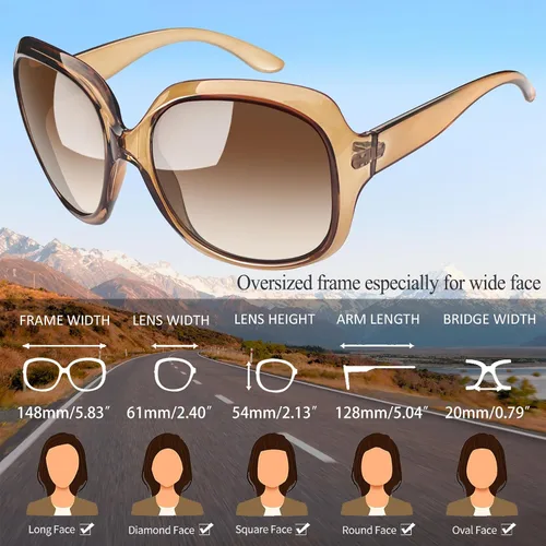 Vista 210 de Joopin Lentes de sol de gran tamaño para mujer, polarizados, grandes, para conducción, protección UV, grandes sombras
