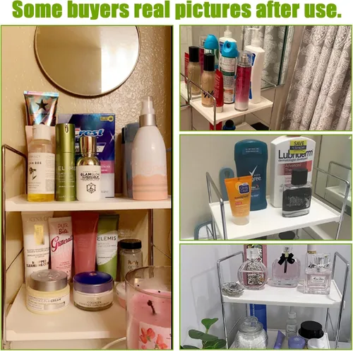 Vista 6 de Estante de especias de cocina de 2 niveles, organizador de encimera de baño, bandeja de tocador, almacenamiento de cosméticos y maquillaje, estante
