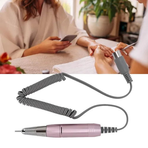 Vista 4 de Taladro de uñas de manicura, mango de máquina de taladro de uñas, mango de máquina de taladro de uñas, color rosa, ajustable, 0-3000 rpm, mango