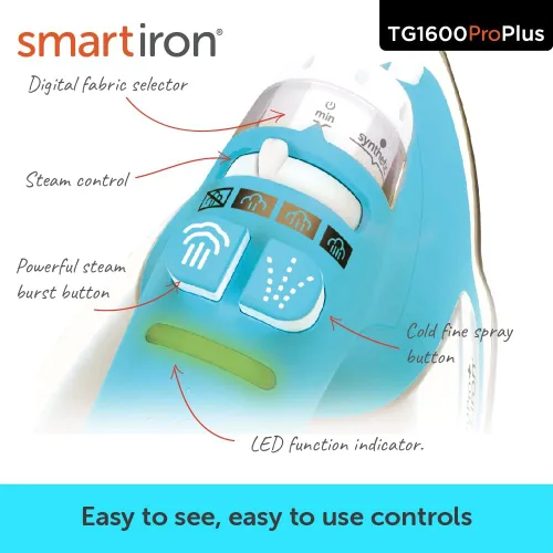 Vista 7 de Oliso TG1600 Pro Plus SmartIron de 1800 vatios con elevación automática y protector de suela de hierro de silicona Oliso Solemate para hierros