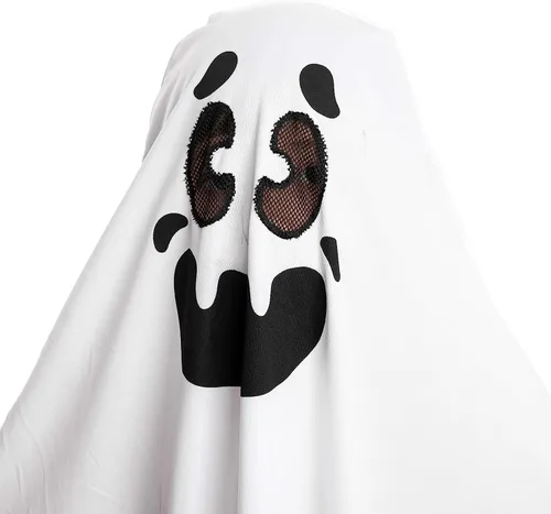 Vista 5 de Spooktacular Creations Disfraz de fantasma para niños con cesta de calabaza, disfraz de Halloween aterrador para niños, disfraz de fantasma
