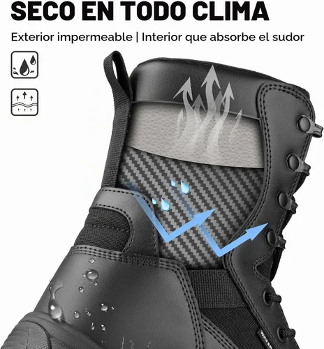 Vista 6 de FREE SOLDIER Men's Waterproof Side Zip Work 8" Tactical Boot Negro intenso