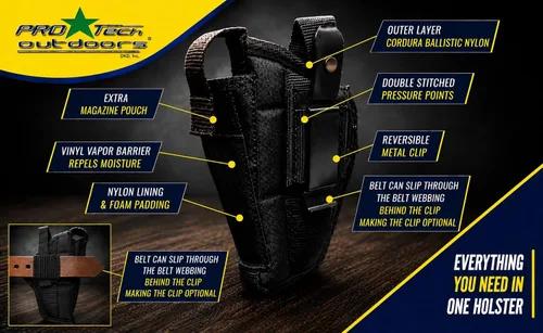 Vista 2 de Funda táctica de nailon para pistola OWB con rotura de pulgar, compatible con Smith & Wesson 39 59 99 411 439 459 539 559 639 639 659 909 915 3904