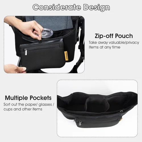 Vista 3 de Bolsa organizadora para padres, organizador de cochecito para Uppababy Vista, Cruz, Minu, carrito de cochecito con soporte para tazas, bolsillo