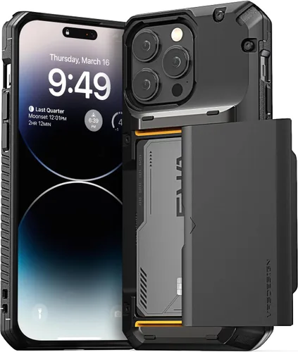 Vista 21 de VRS DESIGN Damda Glide Pro - Funda para iPhone 12 Pro Max, con [4 tarjetas] Premium Robusta [Semiautomática] Funda para tarjeta de crédito