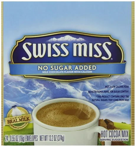 Vista 3 de Swiss Miss Mezcla de cacao caliente sin azúcar añadido, chocolate con leche, 13.2 onzas