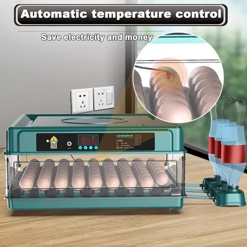 Vista 3 de Incubadora de huevos 48/56/64/98/120/128, incubadora de pollo completamente automática con girador automático de huevos y adición de agua