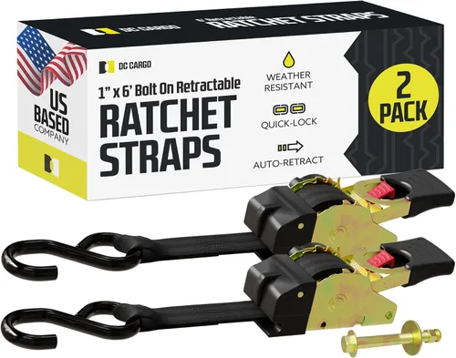 Vista 12 de DC Cargo Mall Correas de trinquete retráctiles - Opciones de montaje E-Track y atornilladas (paquete de 2) 1 pulgada x 6 pies - 4,000 libras