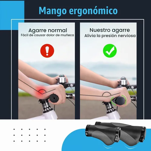 Vista 3 de Prunus Empuñaduras de goma ergonómicas antideslizantes para manillar MTB Bicycle Mountain Aluminum Double Lock-On Design, Universal Bicycle