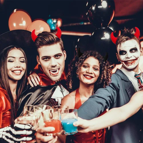 Vista 3 de Disfraz de Halloween de cuernos de diablo para mujeres y hombres, accesorios de diadema de Fancy Evil