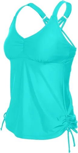 Vista 2 de Tempt Me Top de tankini para mujer, con cuello en V, control de abdomen, sin parte inferior
