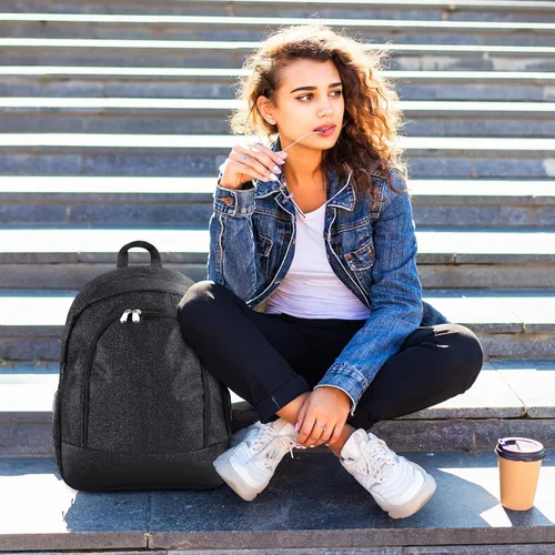 Vista 5 de Mochila grande de animadora con llavero de lazo, mochila con purpurina para animadoras, bolsas de regalo para animadoras (negro)