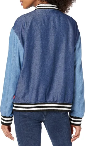 Vista 2 de Levi's Chaqueta bomber de mezclilla con hombros caídos para mujer, Rojo