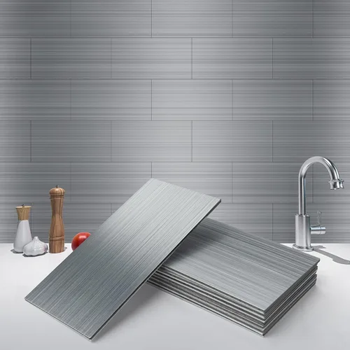 Vista 12 de Art3d 100 piezas de azulejos adhesivos para salpicadero, azulejos de metal texturizado 3D para pegar en la pared de metro para salpicaderos